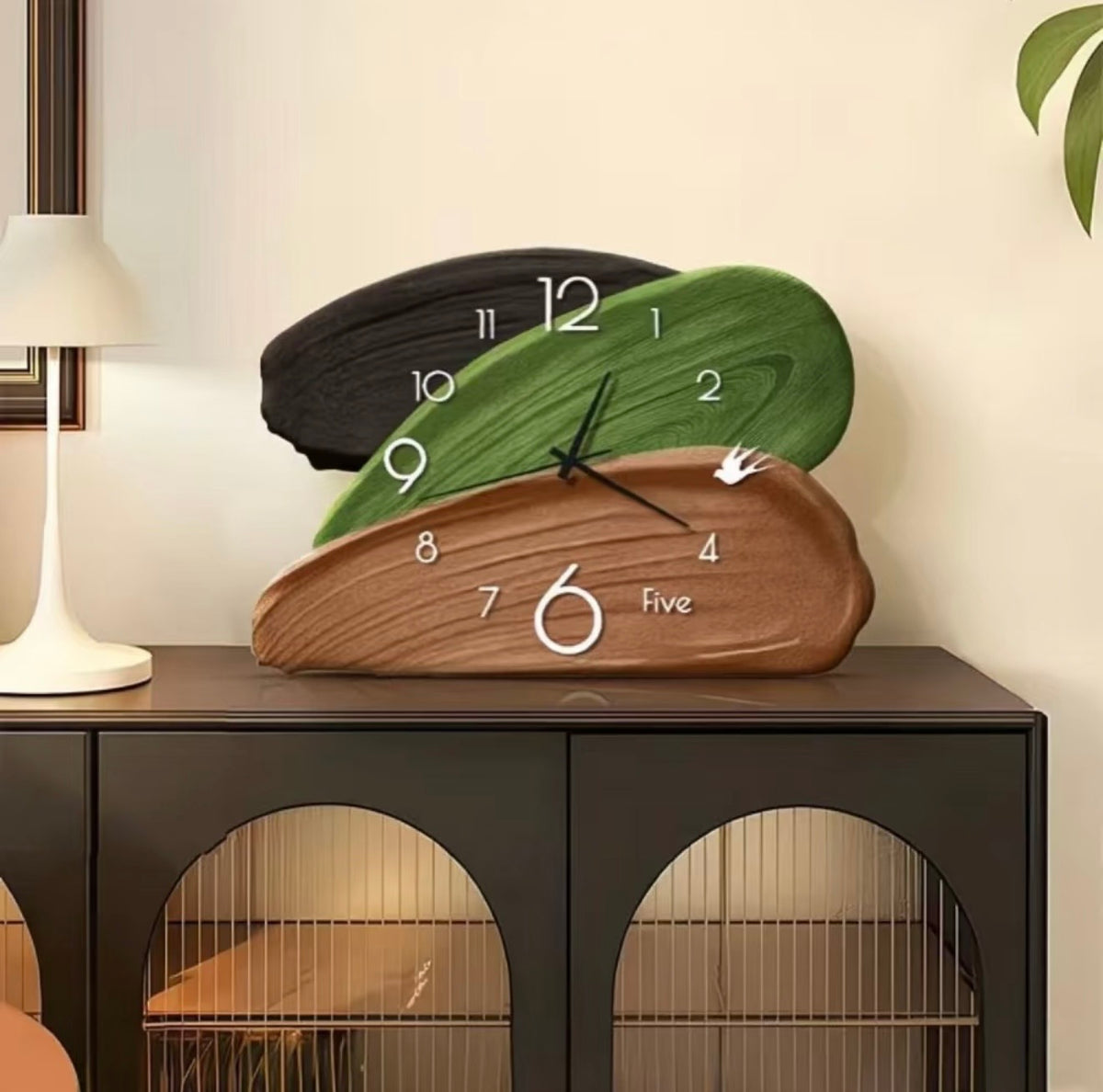 Vintage Green Art Clock – Silent Tabletop & Wall Decor Clock