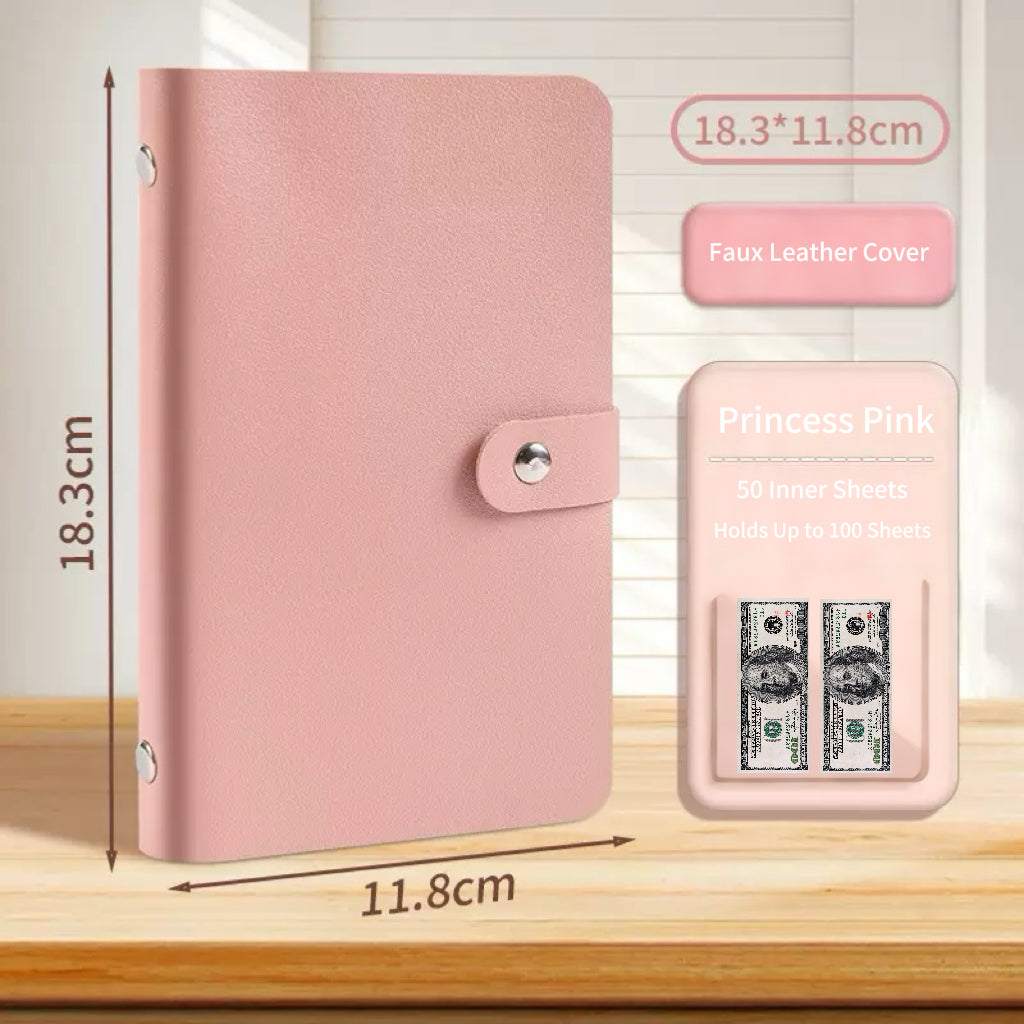 Cash Savings Binder with Pockets, Money Organizer & Budget Planner, Banknote Storage Album for Cash & Currency Collection