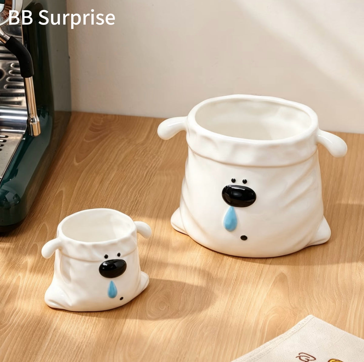 Cute 3D Dog Ceramic Mug with Fun Nose Detail, Aesthetic Coffee Cup