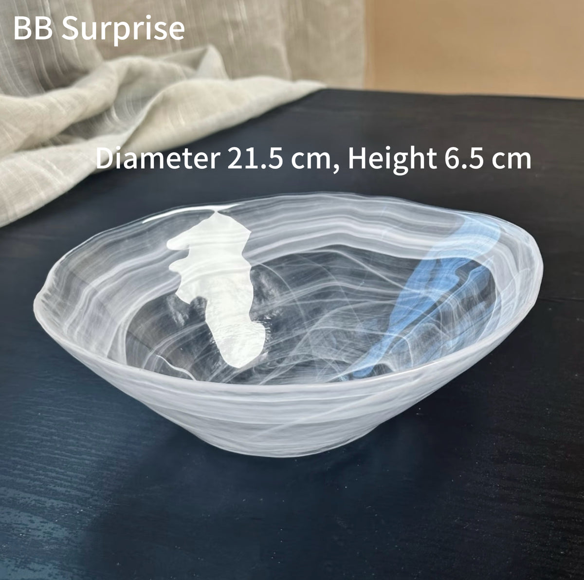 Cloud‑Patterned Aesthetic Glass Salad Bowl, Creative Minimalist Fruit Bowl, Home Coffee Table Snack Plate for Living Room