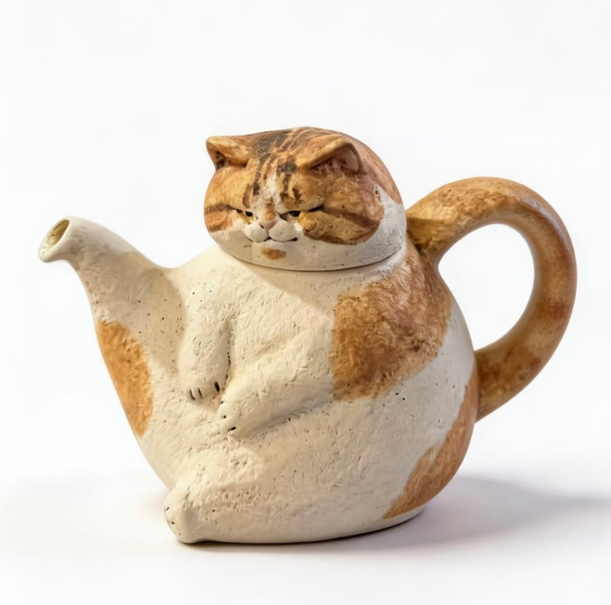 Handmade Cute Chubby Cat Teapot – Adorable Teapot Set, Housewarming & Birthday Gift Box
