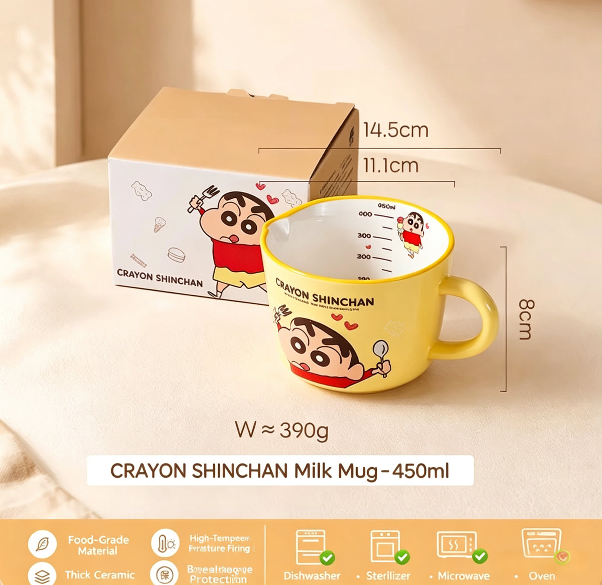 Crayon Shin-chan Cartoon Ceramic Mug | 450ml & 850ml Sizes | Gift Box Included