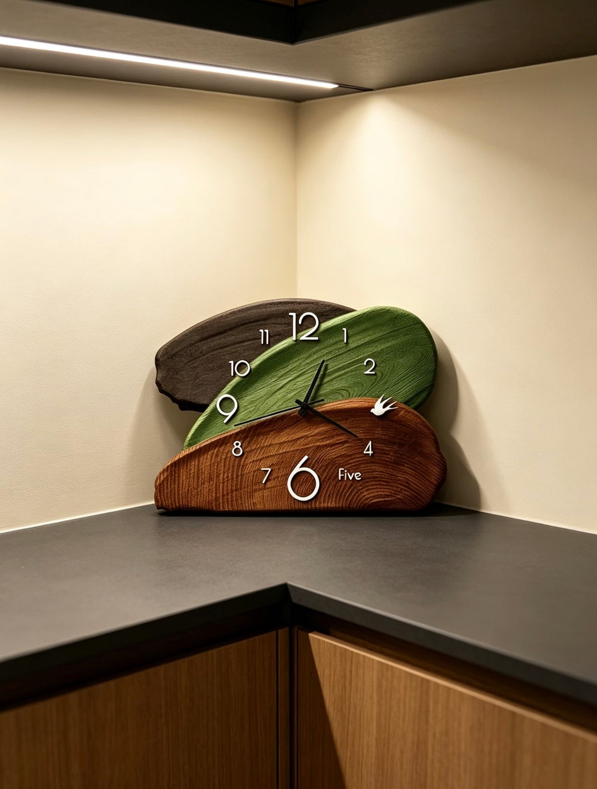 Vintage Green Art Clock – Silent Tabletop & Wall Decor Clock