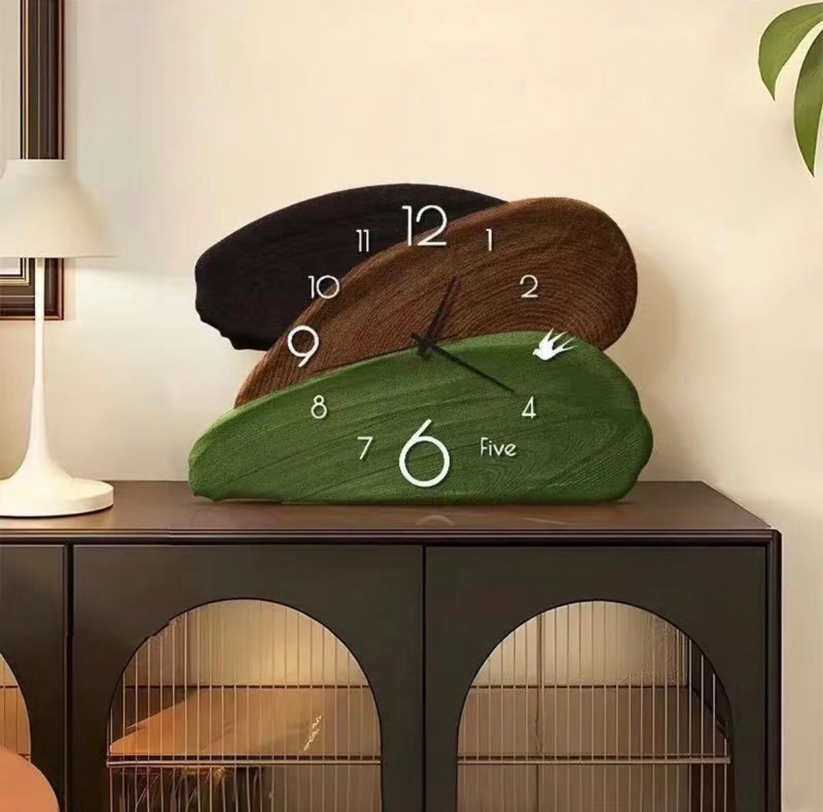 Vintage Green Art Clock – Silent Tabletop & Wall Decor Clock