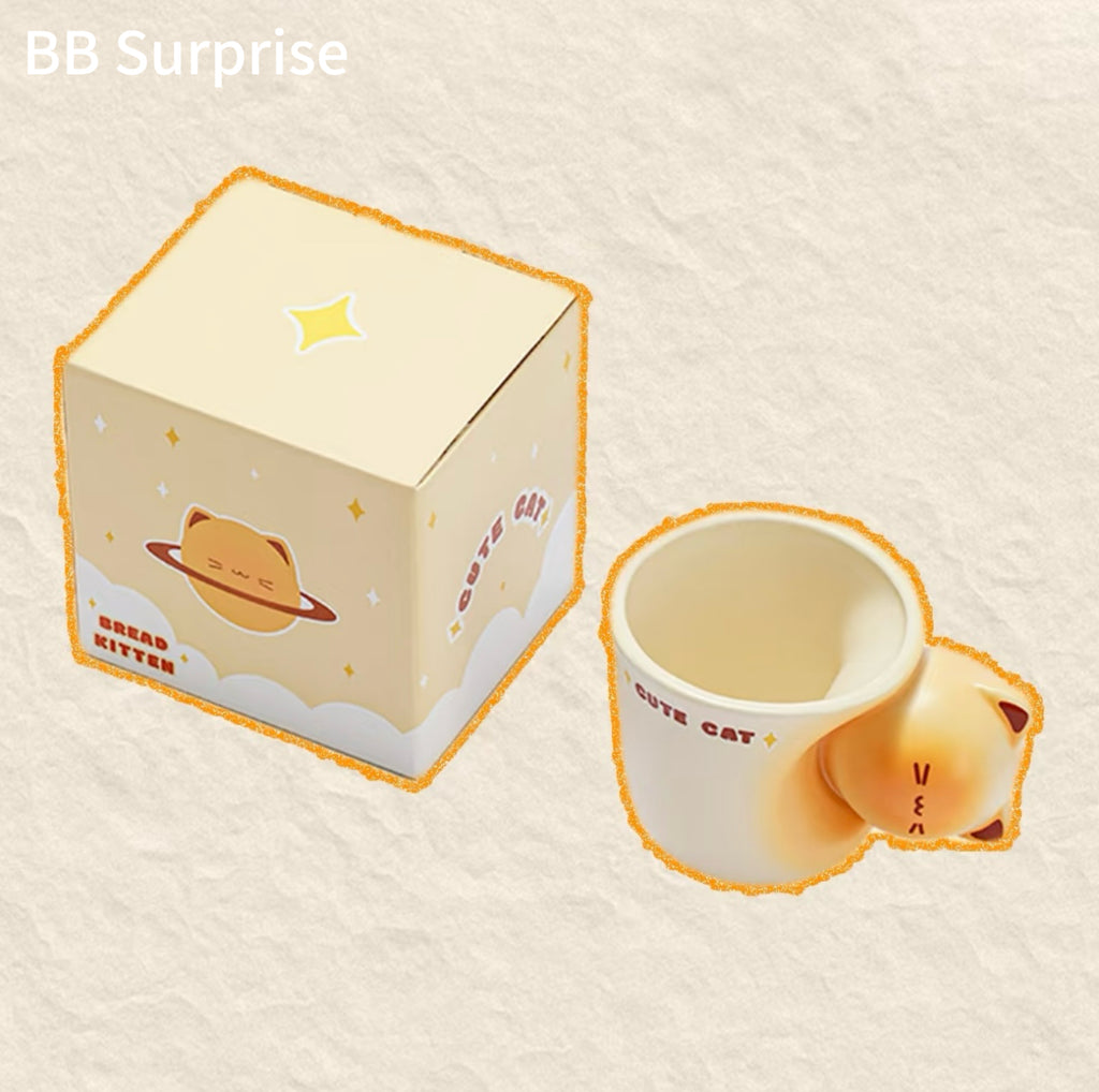Cute Toast Cat Ceramic Mug – Adorable Coffee Cup, Aesthetic Breakfast Mug for Home, Cute Gift for Her