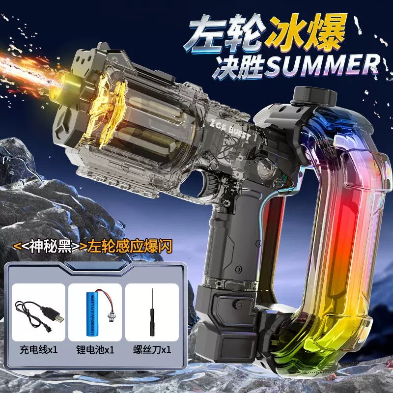 New Ice Blast Electric Water Blaster - Flash Muzzle Effect, Energy Ring, Pulse Rapid Fire, Large Capacity Water Gun