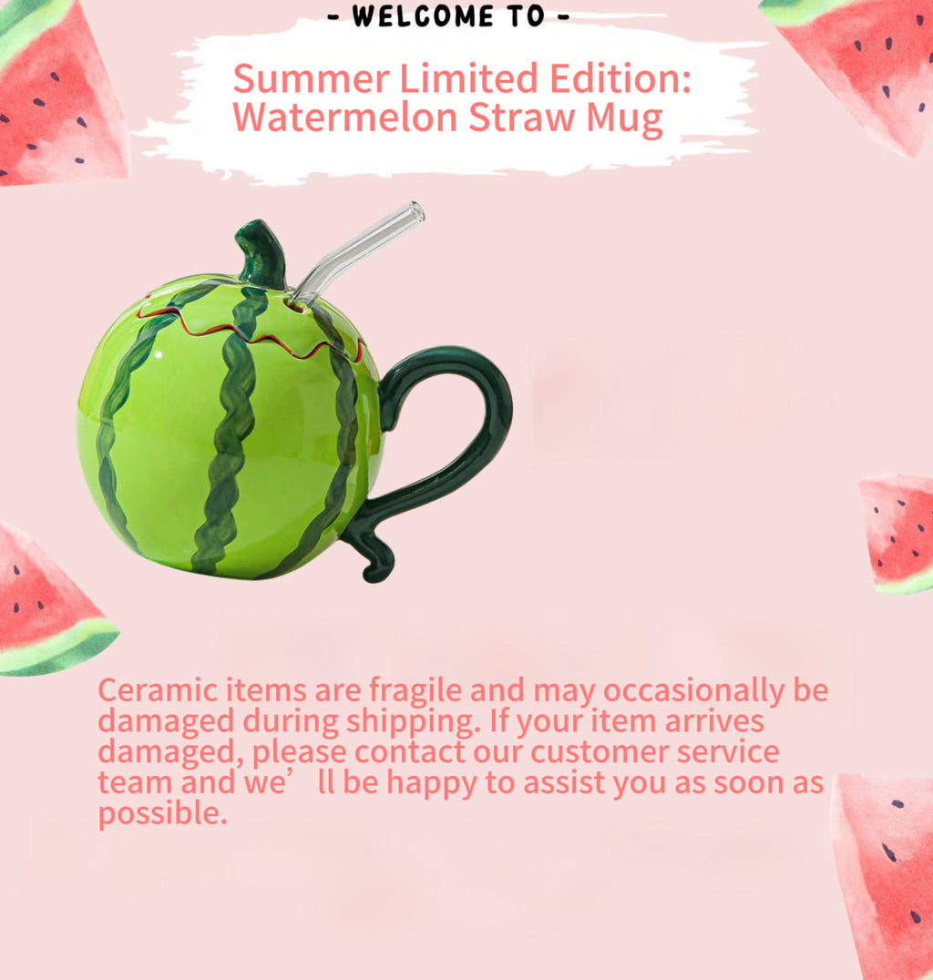 Cute Creative Watermelon Ceramic Mug – Adorable Aesthetic Cup, Birthday Gift for Her, Unique Gift Idea