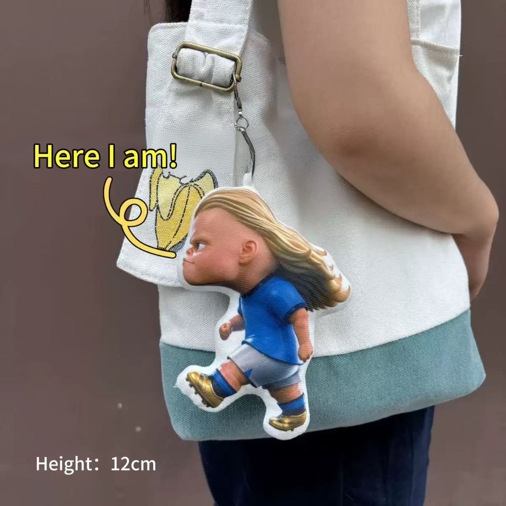 Football Star Haaland Plush Doll Keychain ⚽ Cute Soccer Player Bag Charm, Mini Stuffed Toy Collectible Gift