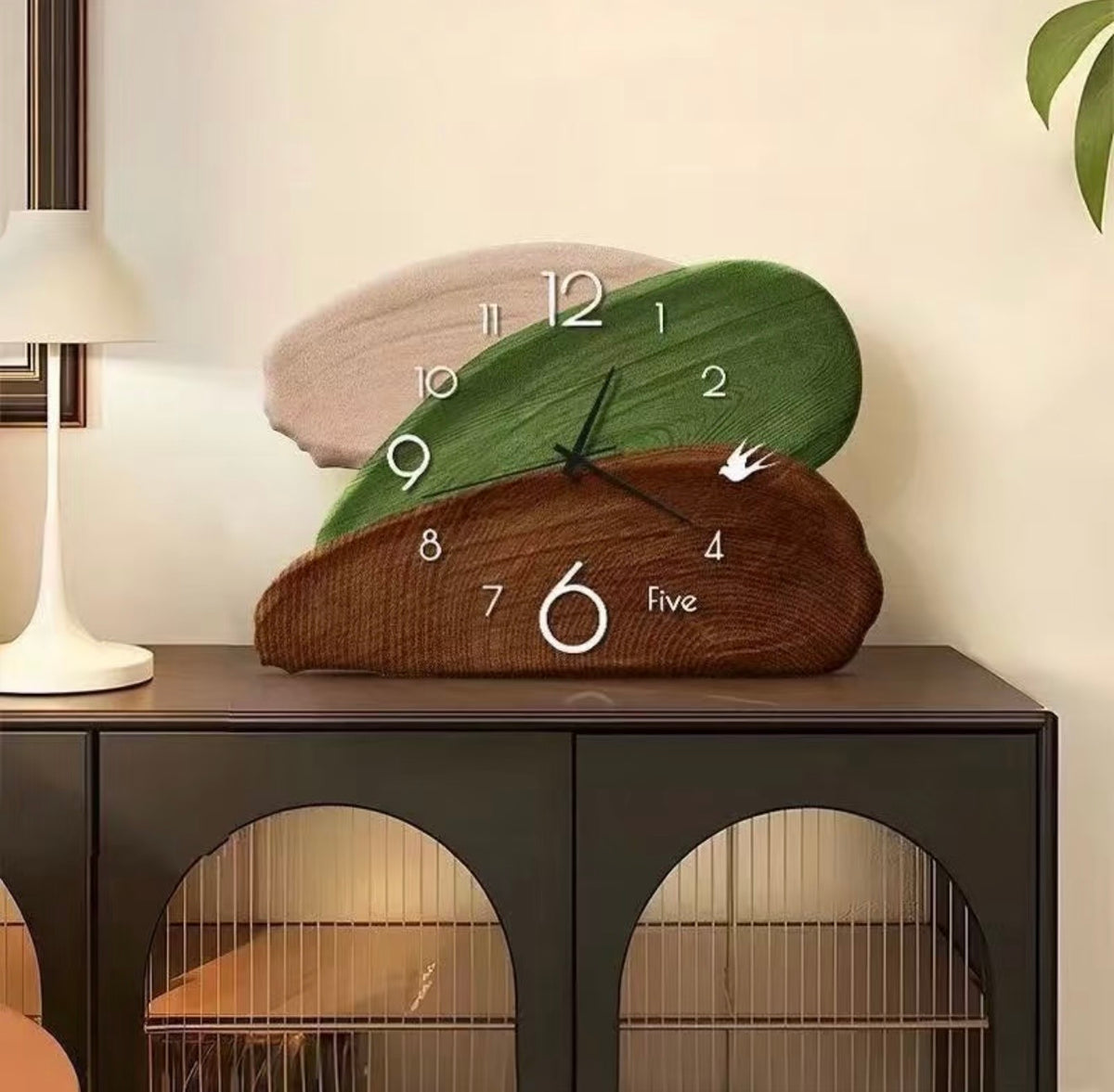 Vintage Green Art Clock – Silent Tabletop & Wall Decor Clock