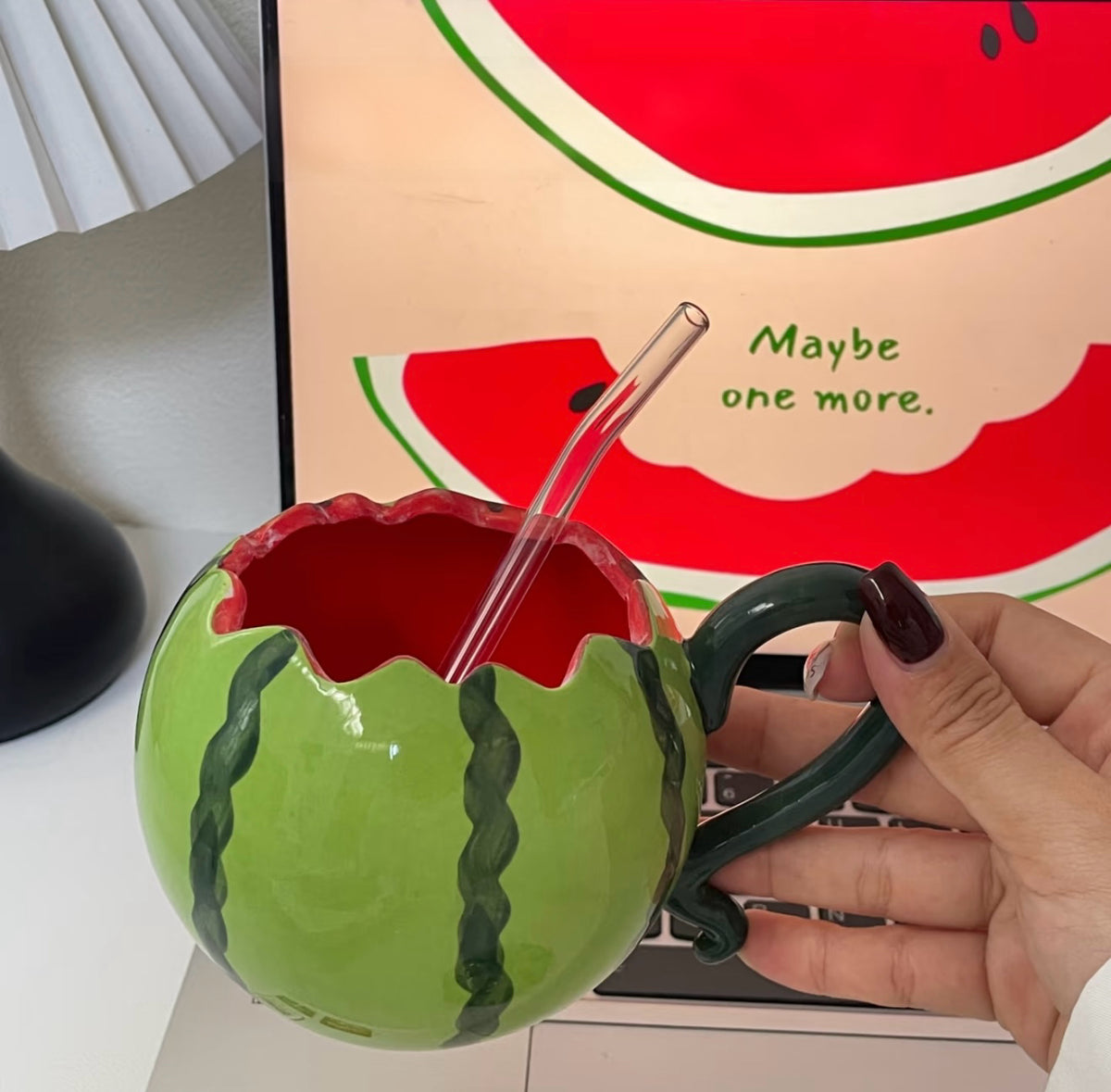Cute Creative Watermelon Ceramic Mug – Adorable Aesthetic Cup, Birthday Gift for Her, Unique Gift Idea