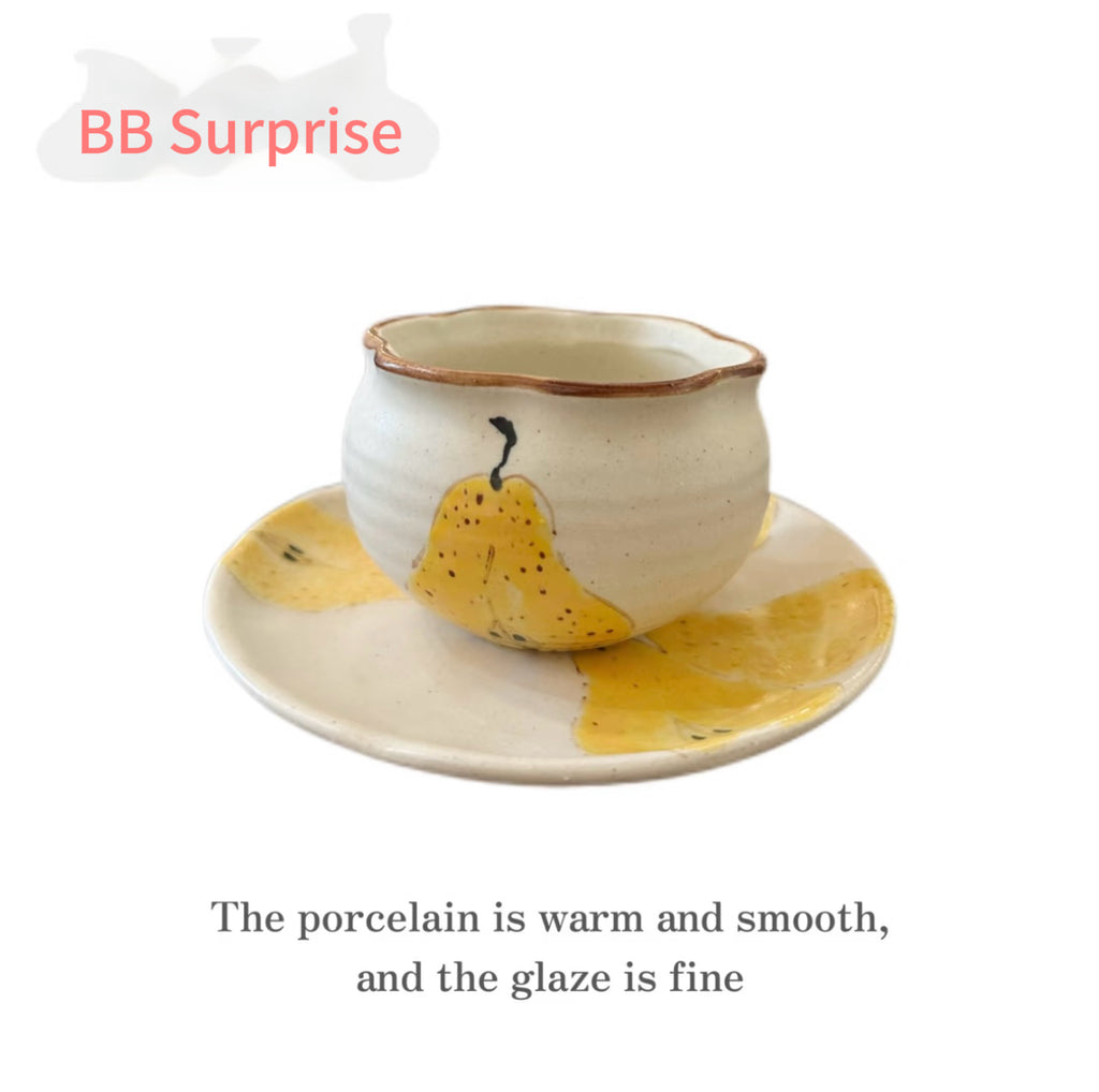 Hand Painted Ceramic Breakfast Set, Ugly Yellow Pear Under-glaze Tableware