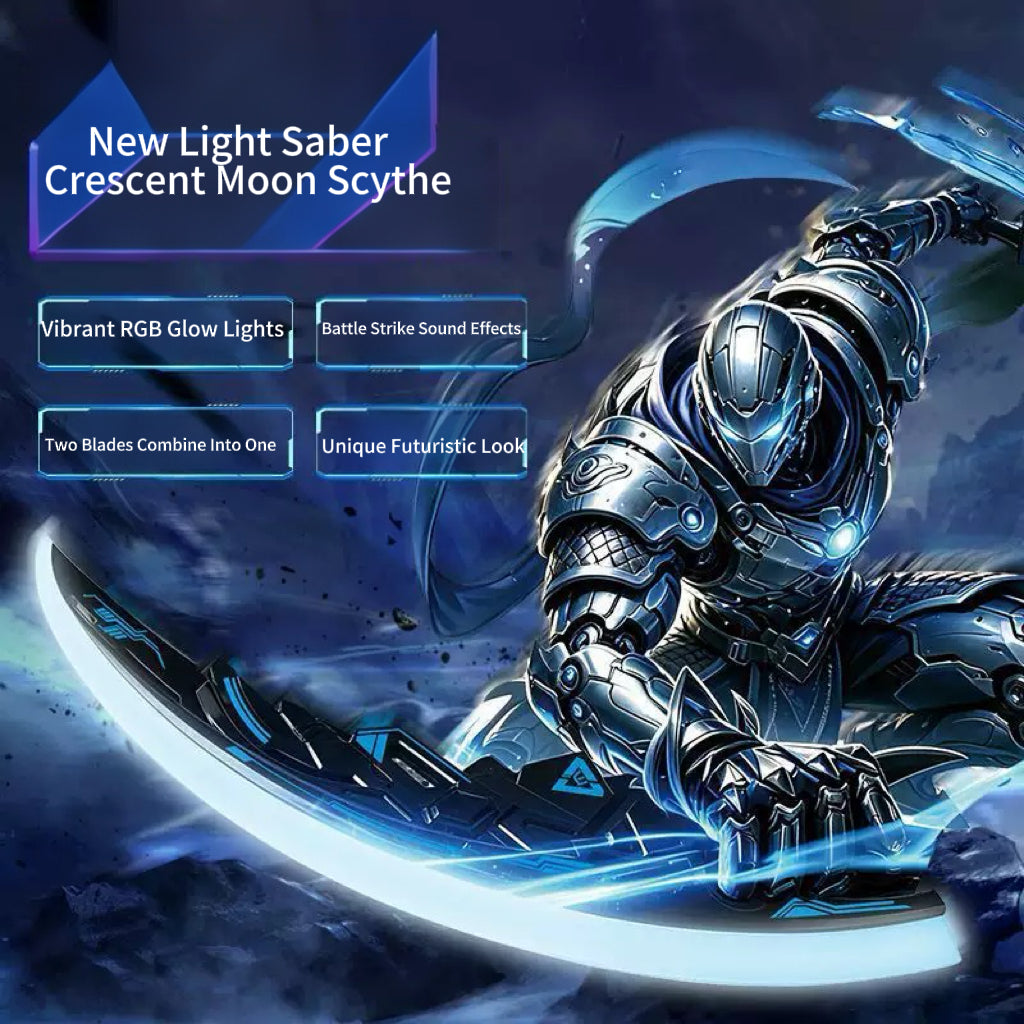 2-in-1 Glowing Crescent Moon Dual Blade Toy Saber for Boys with Combat Sound Effects