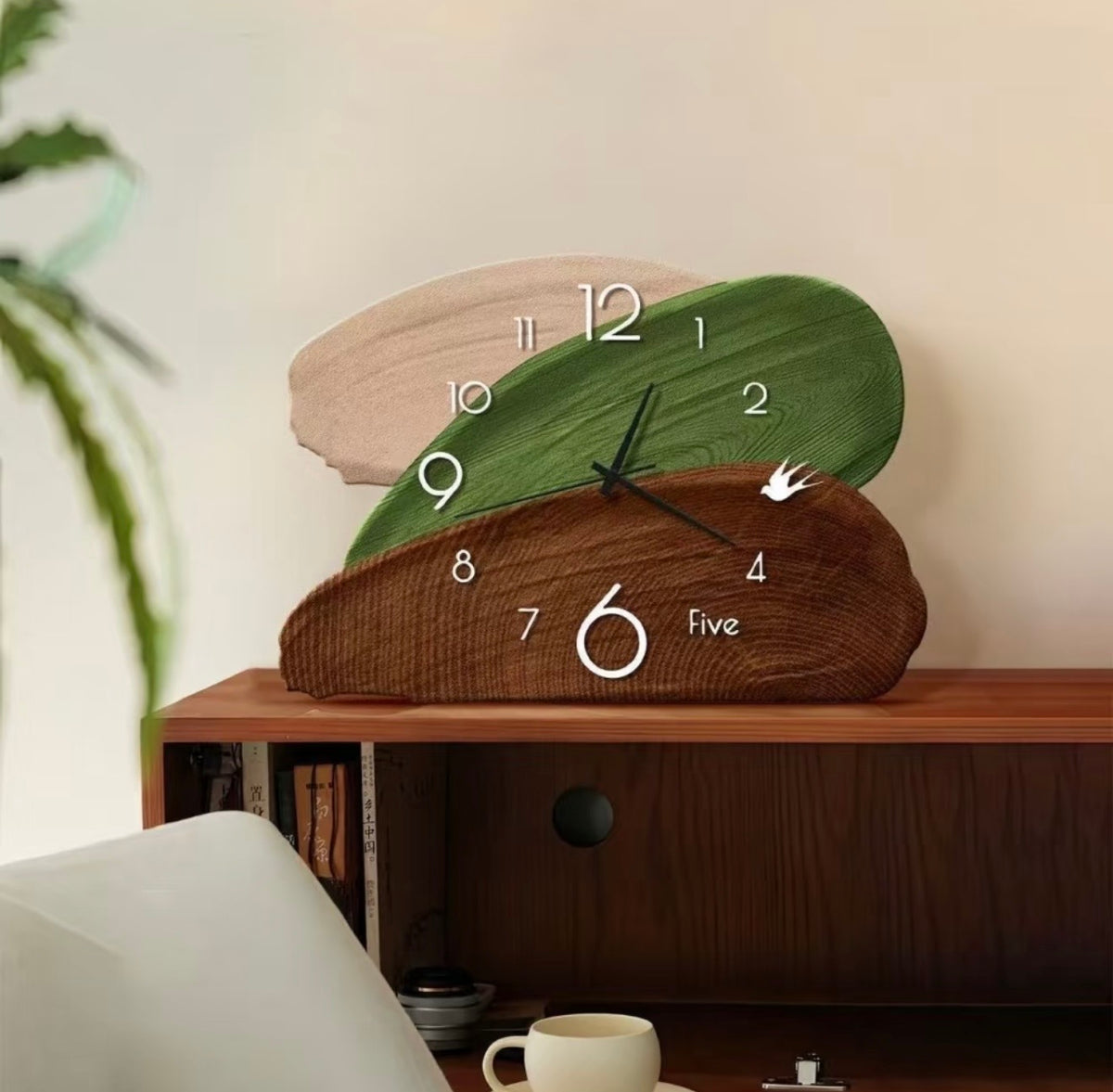 Vintage Green Art Clock – Silent Tabletop & Wall Decor Clock
