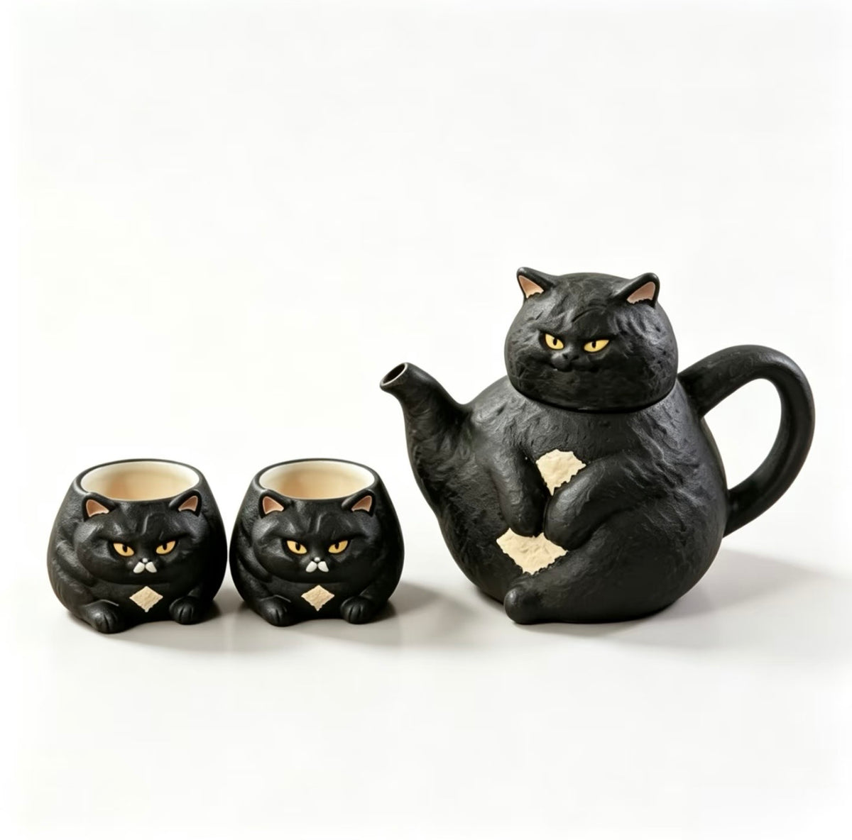 Handmade Cute Chubby Cat Teapot – Adorable Teapot Set, Housewarming & Birthday Gift Box