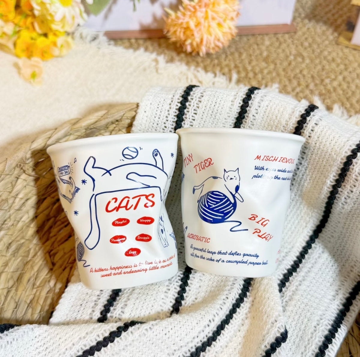 Hand Sculpted Cat & Dog Ceramic Mug, Cute Animal Coffee Tea Cup