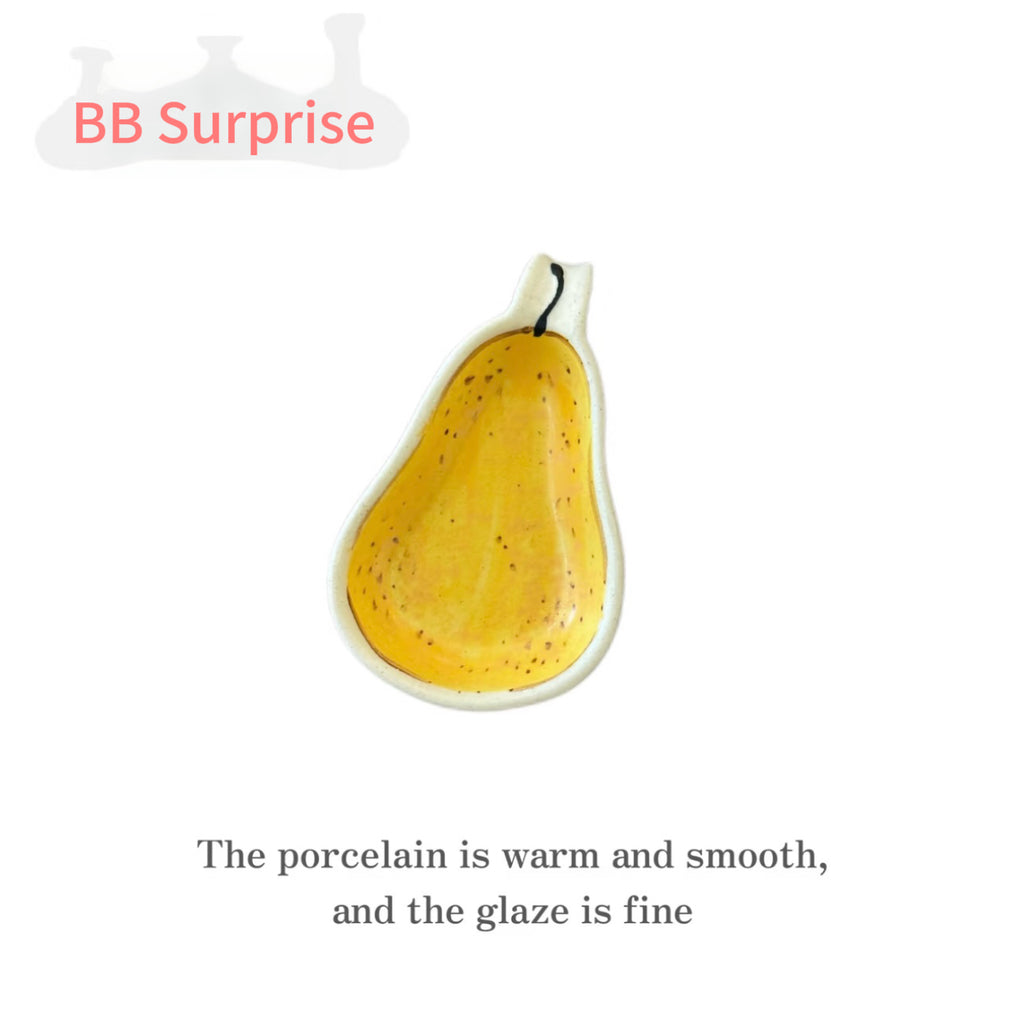 Hand Painted Ceramic Breakfast Set, Ugly Yellow Pear Under-glaze Tableware
