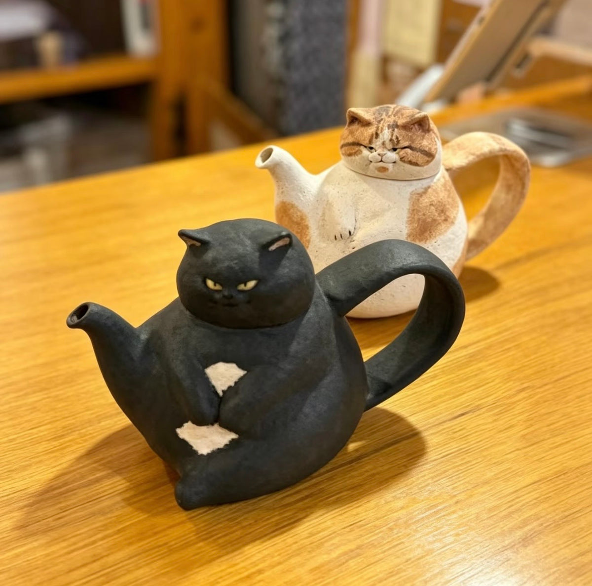 Handmade Cute Chubby Cat Teapot – Adorable Teapot Set, Housewarming & Birthday Gift Box