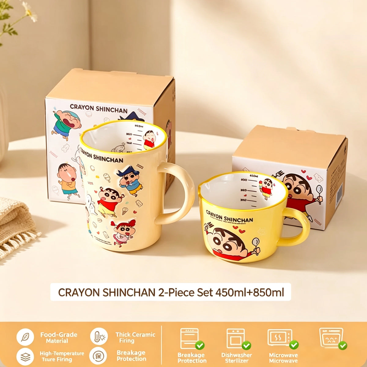 Crayon Shin-chan Cartoon Ceramic Mug | 450ml & 850ml Sizes | Gift Box Included