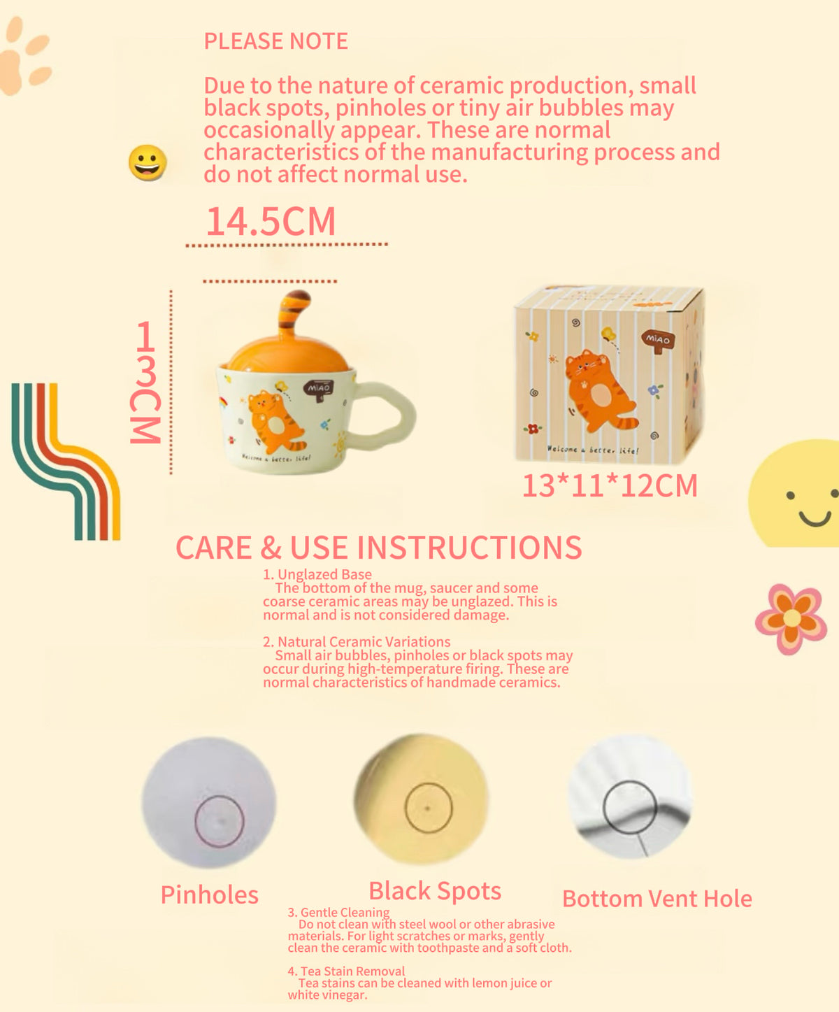 Cute Cat Ceramic Mug with Lid – Creative Coffee Cup, Birthday Gift for Her, Best Friend & Couples