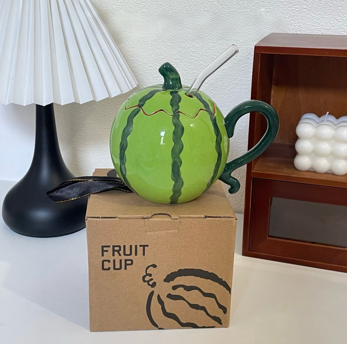 Cute Creative Watermelon Ceramic Mug – Adorable Aesthetic Cup, Birthday Gift for Her, Unique Gift Idea
