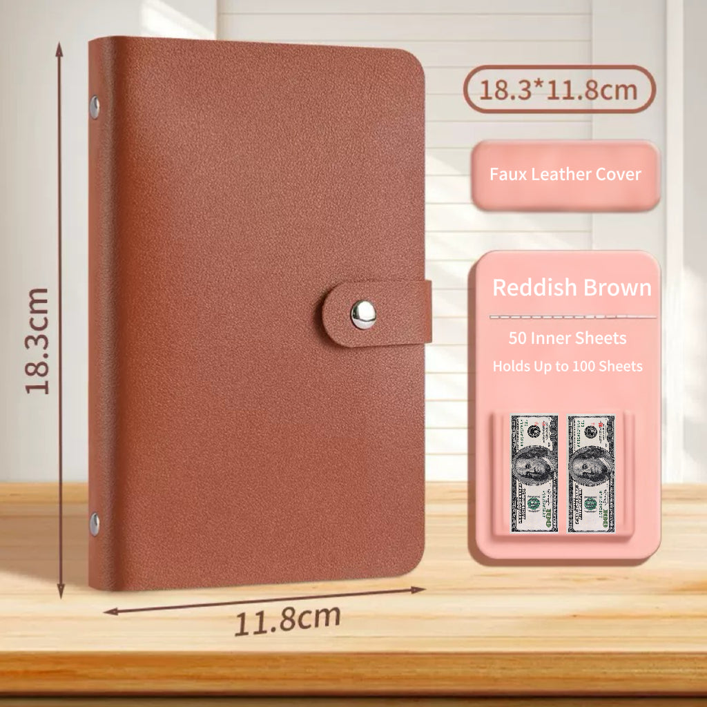 Cash Savings Binder with Pockets, Money Organizer & Budget Planner, Banknote Storage Album for Cash & Currency Collection