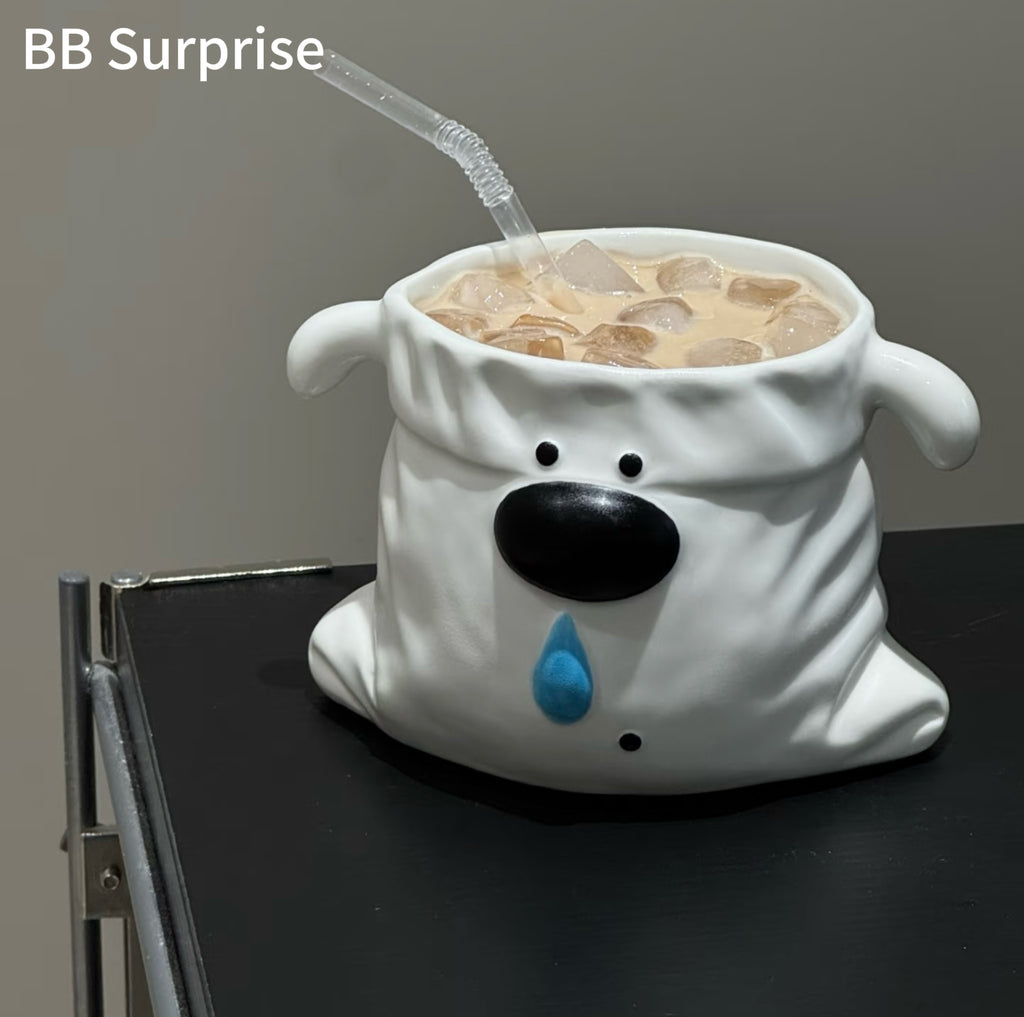Cute 3D Dog Ceramic Mug with Fun Nose Detail, Aesthetic Coffee Cup