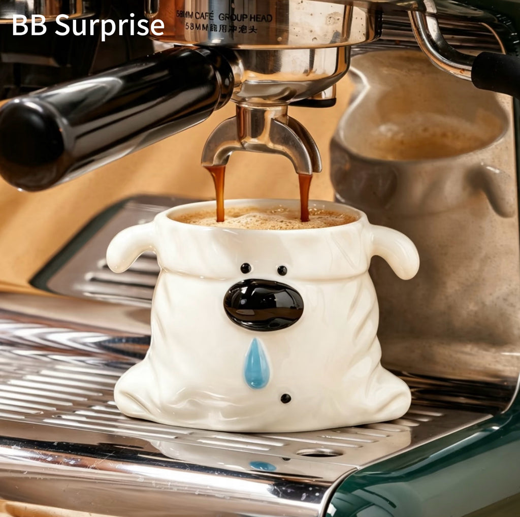 Cute 3D Dog Ceramic Mug with Fun Nose Detail, Aesthetic Coffee Cup