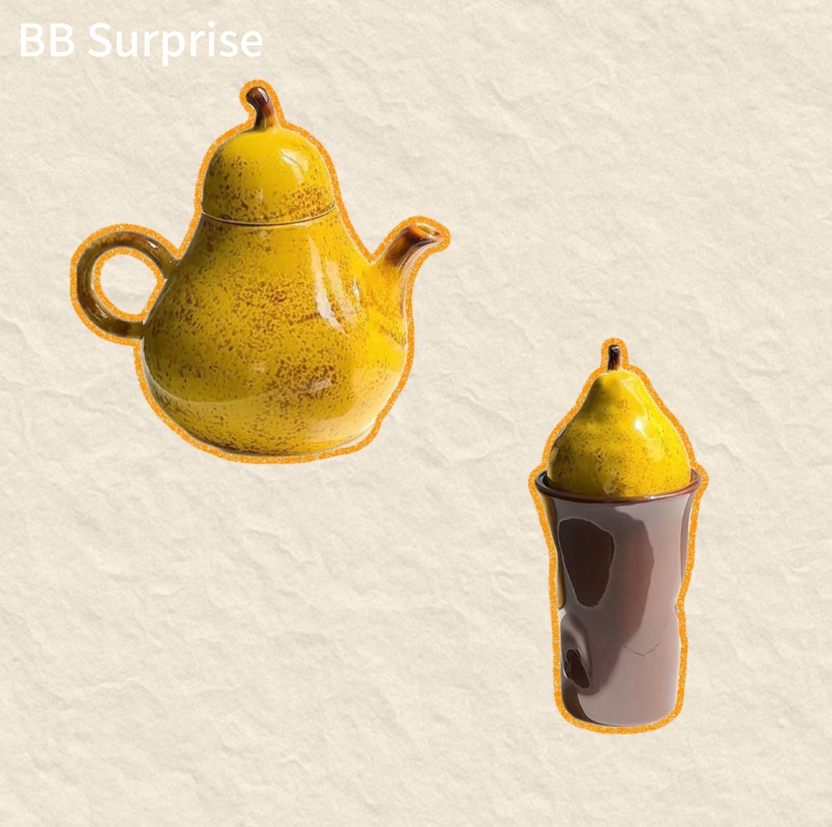 Cute Pear Ceramic Mug & Teapot Set – Vintage Aesthetic Coffee & Tea Set, Unique Home Decor & Gift