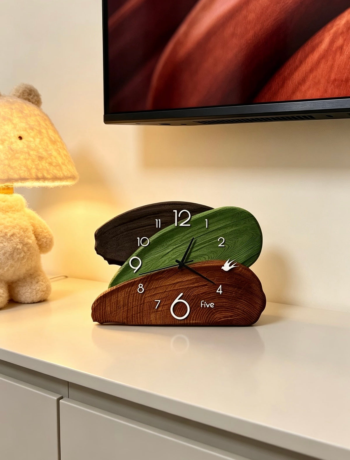 Vintage Green Art Clock – Silent Tabletop & Wall Decor Clock