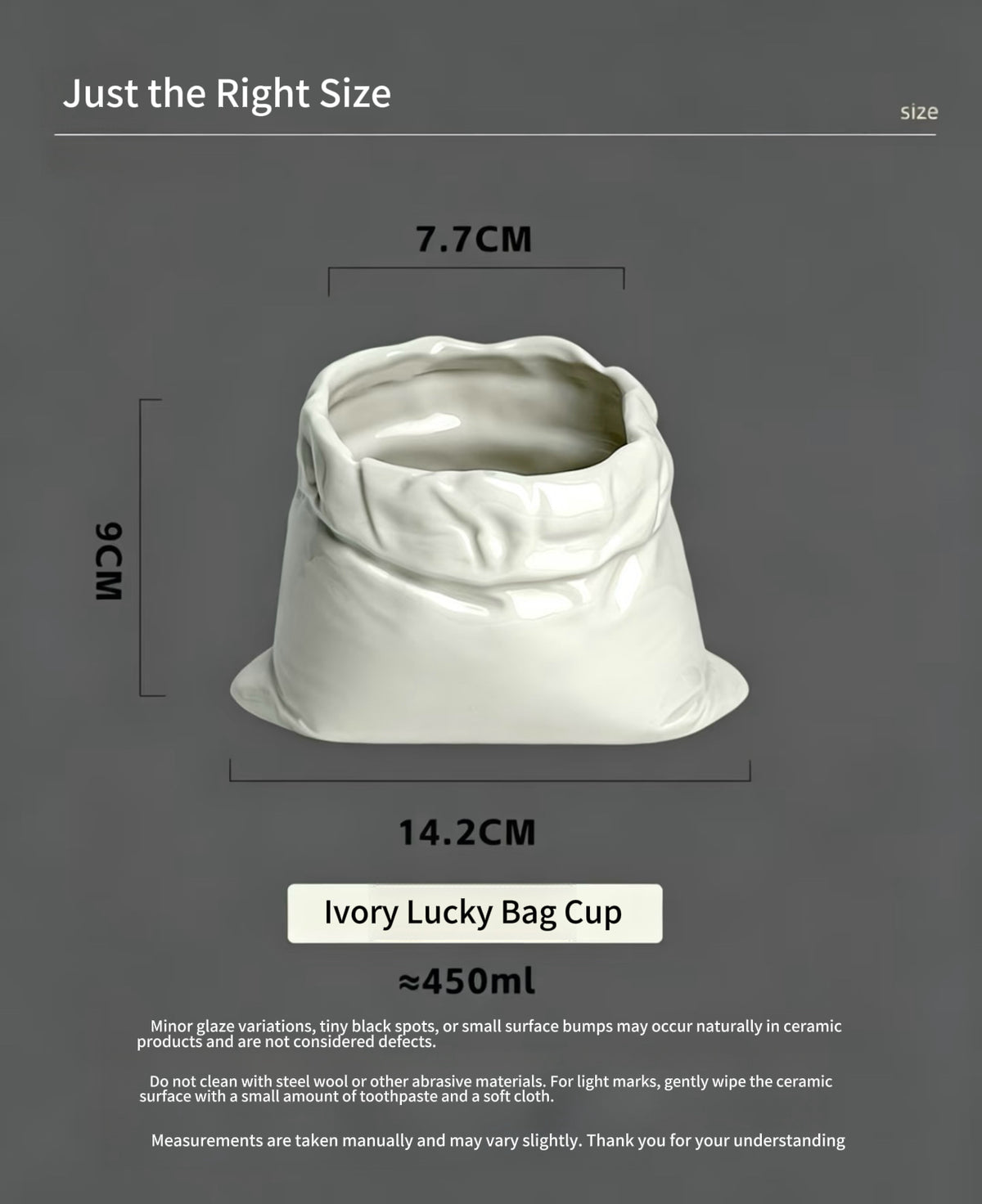 450ml Lucky Bag Ceramic Mug – Minimalist Coffee & Latte Cup, Handhand Milk Mug with Underglaze Finish