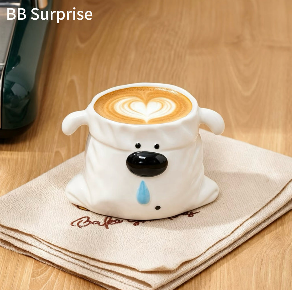 Cute 3D Dog Ceramic Mug with Fun Nose Detail, Aesthetic Coffee Cup