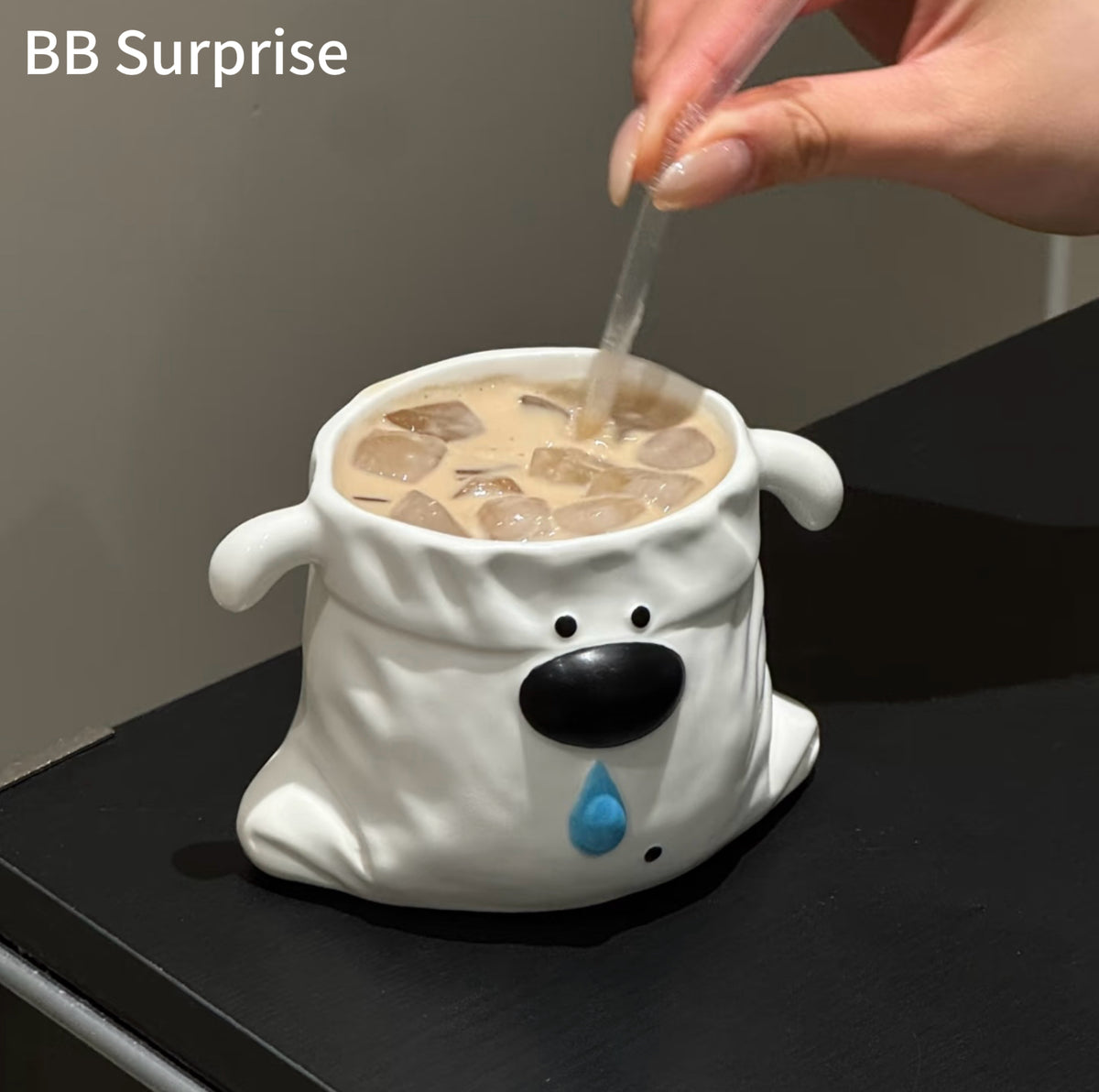 Cute 3D Dog Ceramic Mug with Fun Nose Detail, Aesthetic Coffee Cup