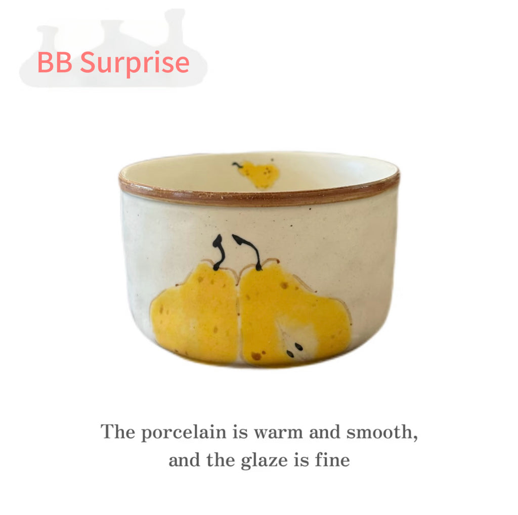Hand Painted Ceramic Breakfast Set, Ugly Yellow Pear Under-glaze Tableware
