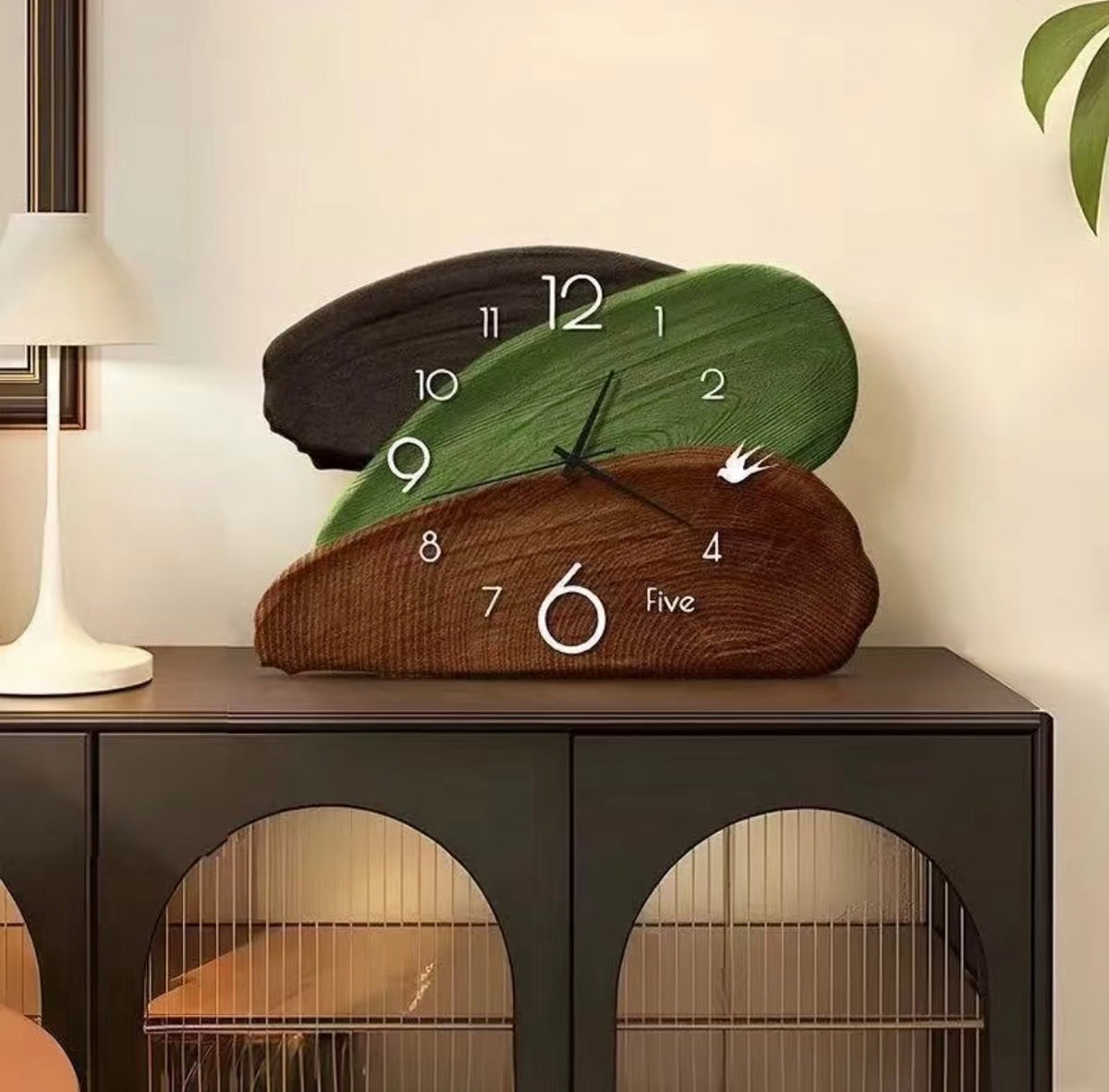 Vintage Green Art Clock – Silent Tabletop & Wall Decor Clock