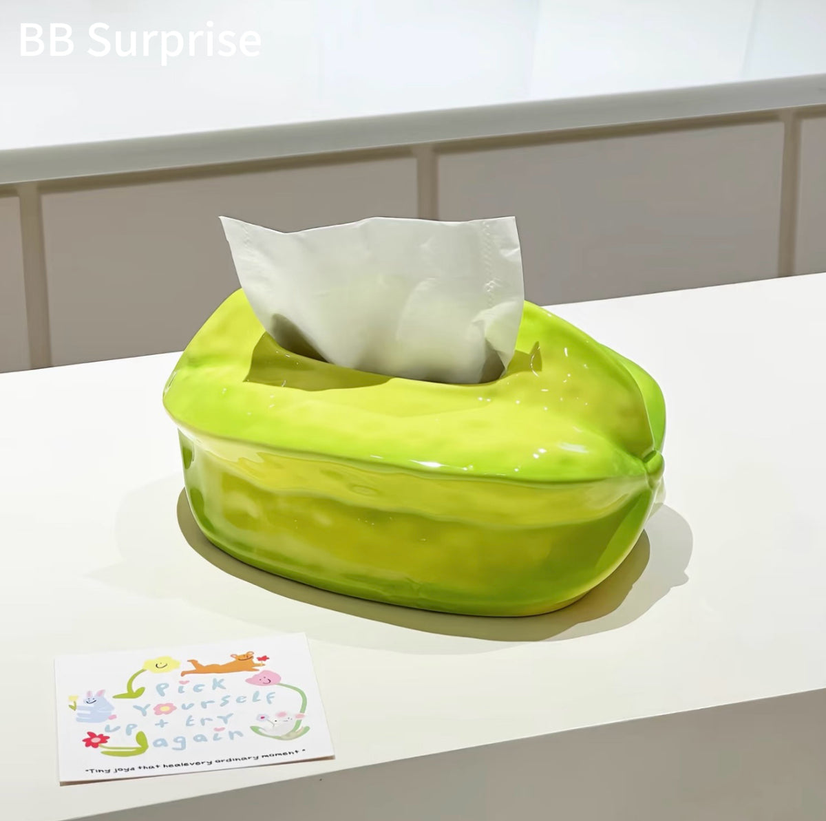 Cute Starfruit Ceramic Tissue Box – Aesthetic Napkin Holder, Desktop Organizer & Home Decor for Living Room