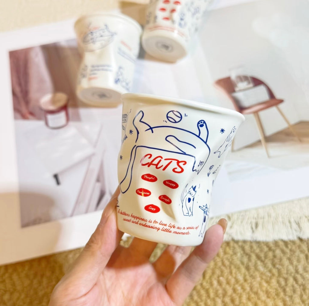 Hand Sculpted Cat & Dog Ceramic Mug, Cute Animal Coffee Tea Cup