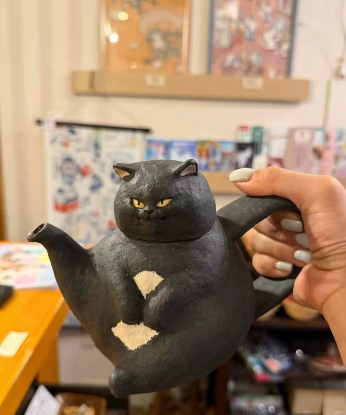 Handmade Cute Chubby Cat Teapot – Adorable Teapot Set, Housewarming & Birthday Gift Box