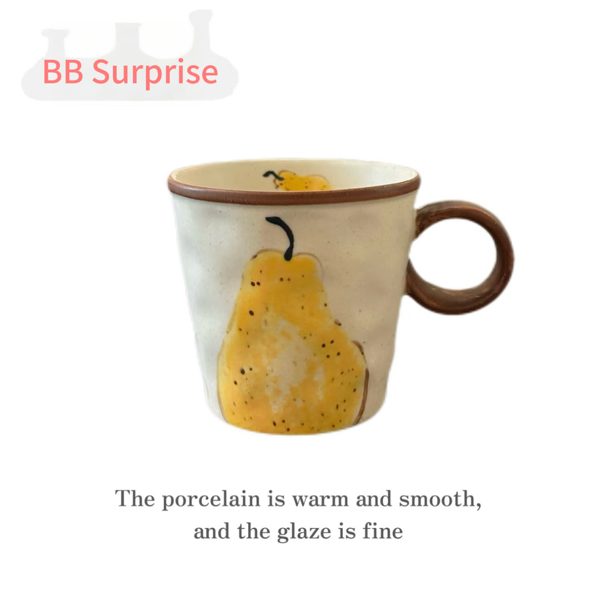 Hand Painted Ceramic Breakfast Set, Ugly Yellow Pear Under-glaze Tableware