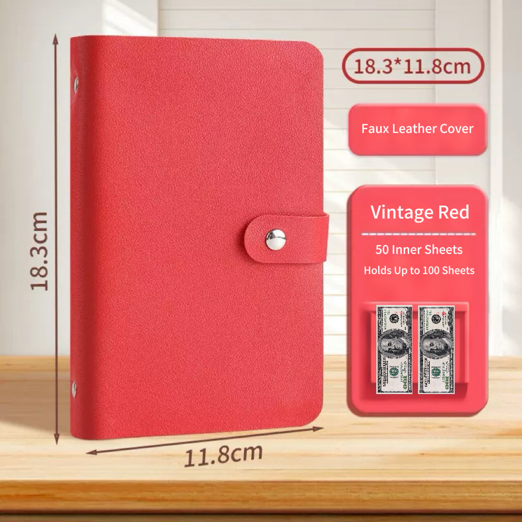 Cash Savings Binder with Pockets, Money Organizer & Budget Planner, Banknote Storage Album for Cash & Currency Collection