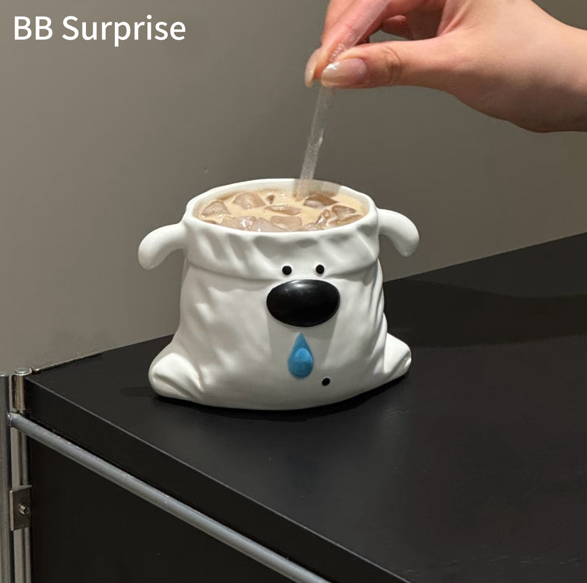 Cute 3D Dog Ceramic Mug with Fun Nose Detail, Aesthetic Coffee Cup