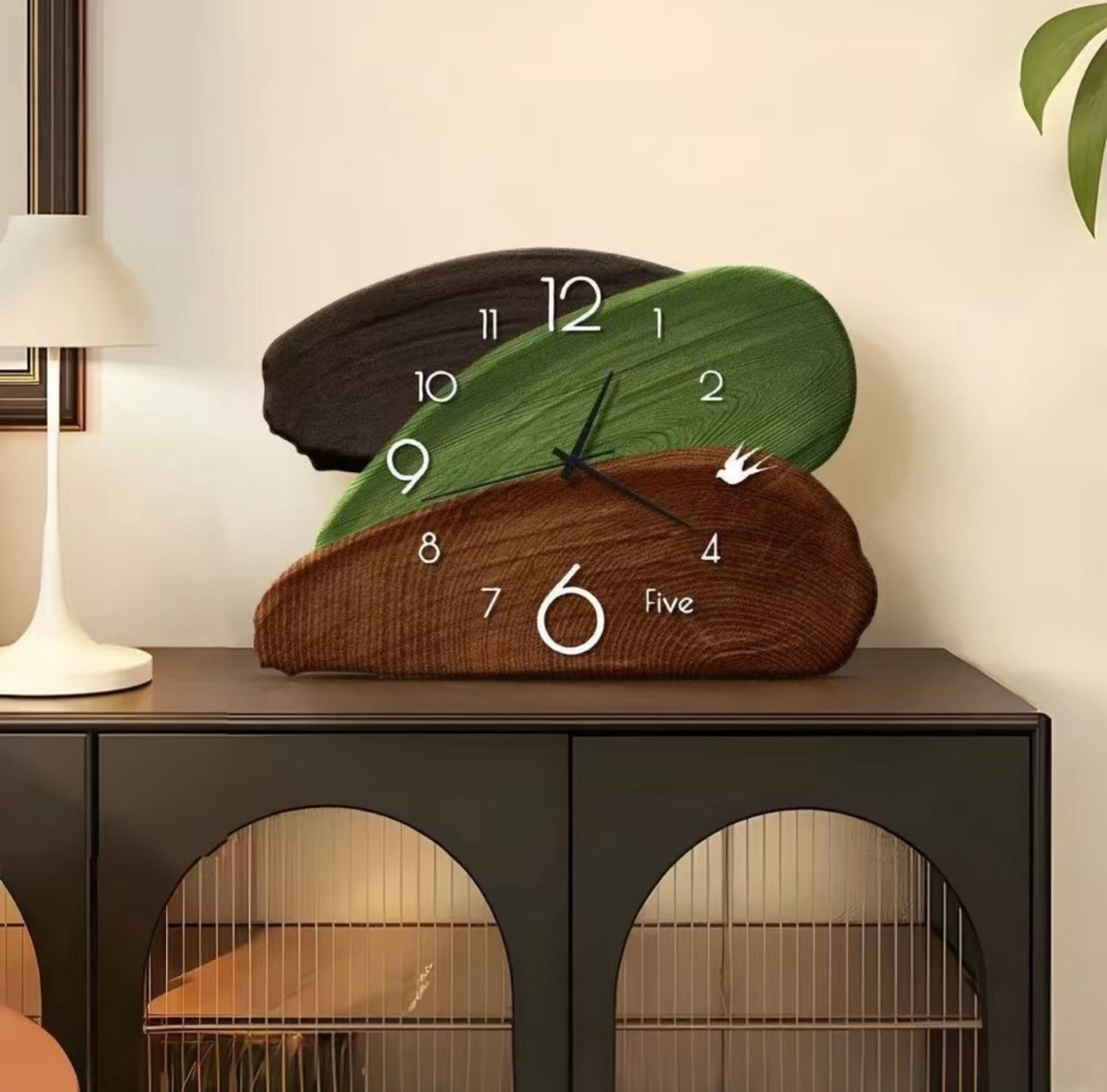 Vintage Green Art Clock – Silent Tabletop & Wall Decor Clock