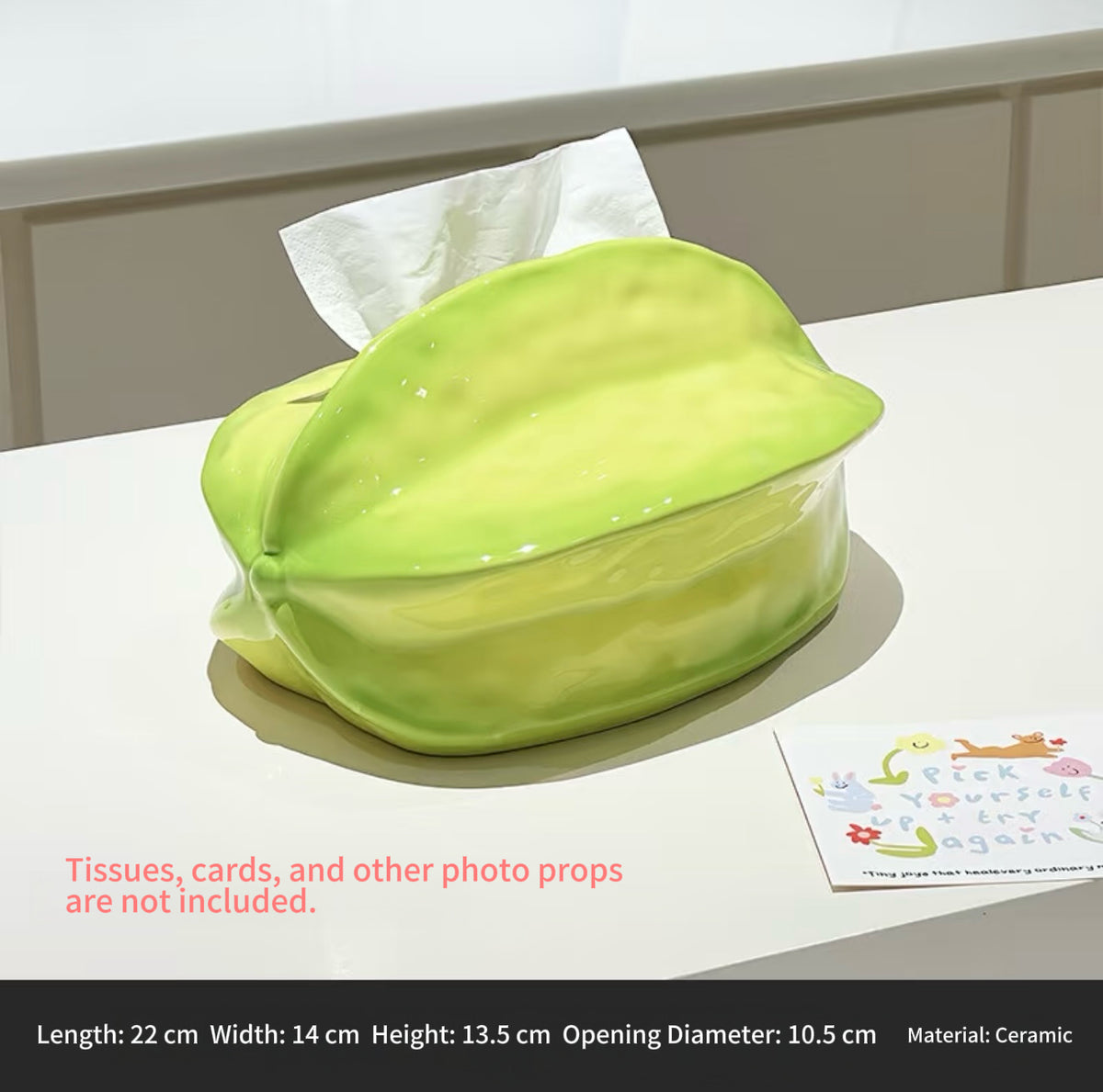 Cute Starfruit Ceramic Tissue Box – Aesthetic Napkin Holder, Desktop Organizer & Home Decor for Living Room