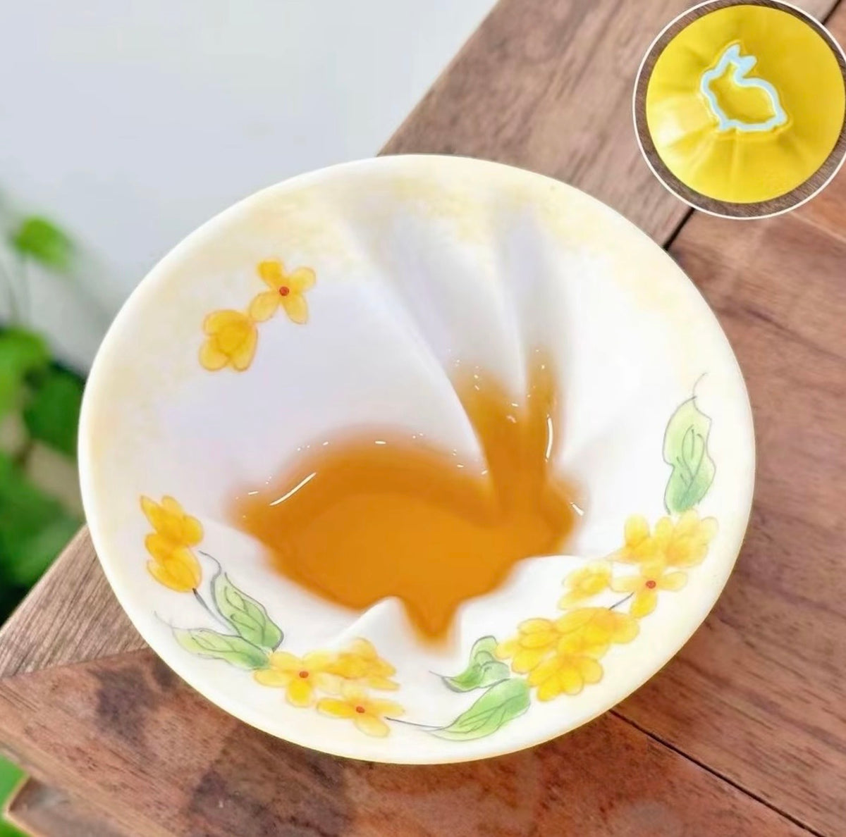 Hand Painted Moon Rabbit Ceramic Tea Mug, Osmanthus Autumn Design
