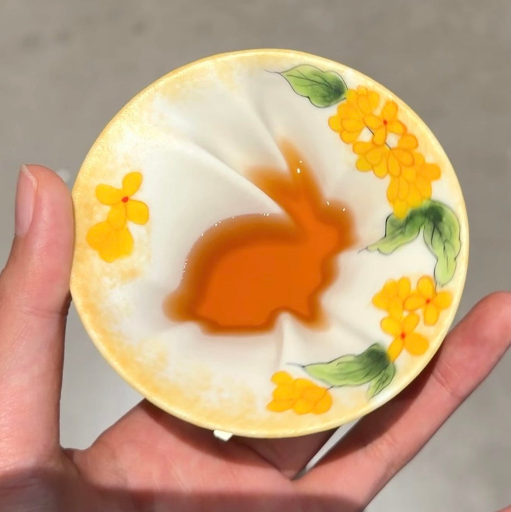 Hand Painted Moon Rabbit Ceramic Tea Mug, Osmanthus Autumn Design