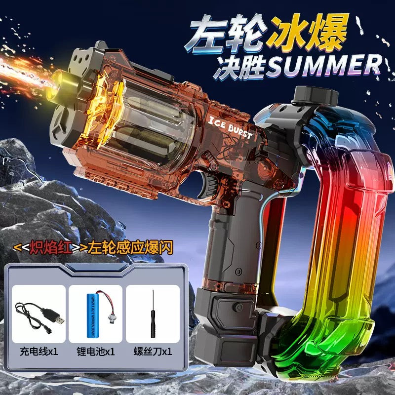New Ice Blast Electric Water Blaster - Flash Muzzle Effect, Energy Ring, Pulse Rapid Fire, Large Capacity Water Gun