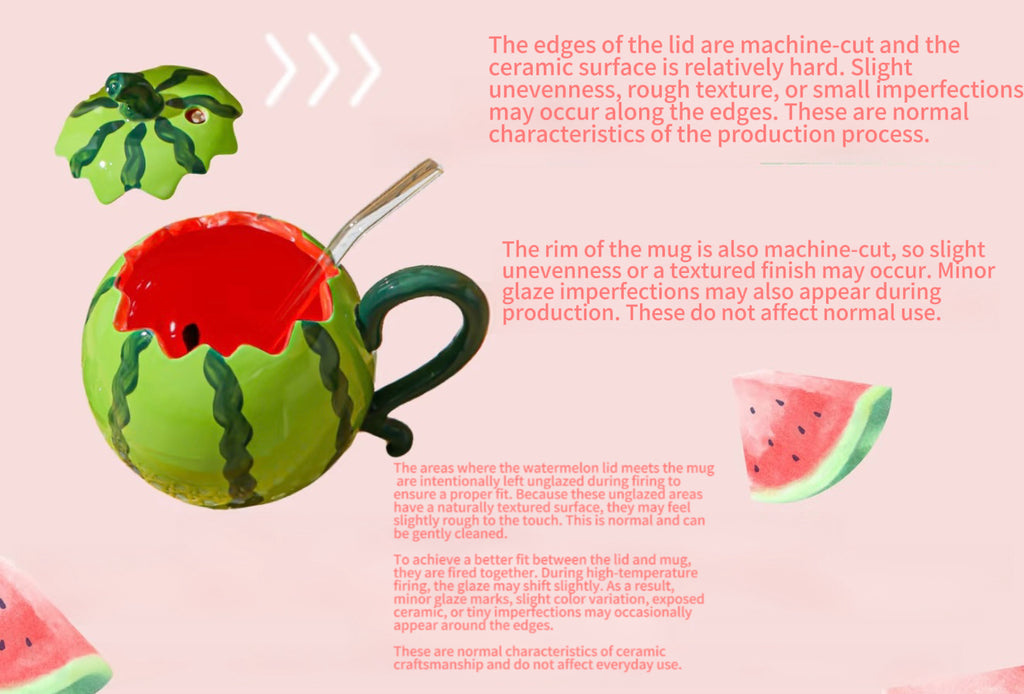 Cute Creative Watermelon Ceramic Mug – Adorable Aesthetic Cup, Birthday Gift for Her, Unique Gift Idea