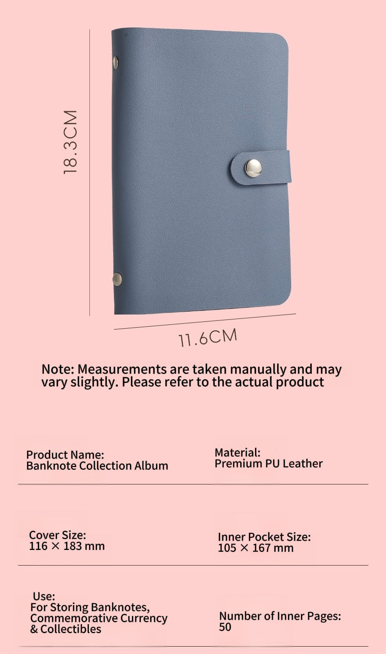 Cash Savings Binder with Pockets, Money Organizer & Budget Planner, Banknote Storage Album for Cash & Currency Collection