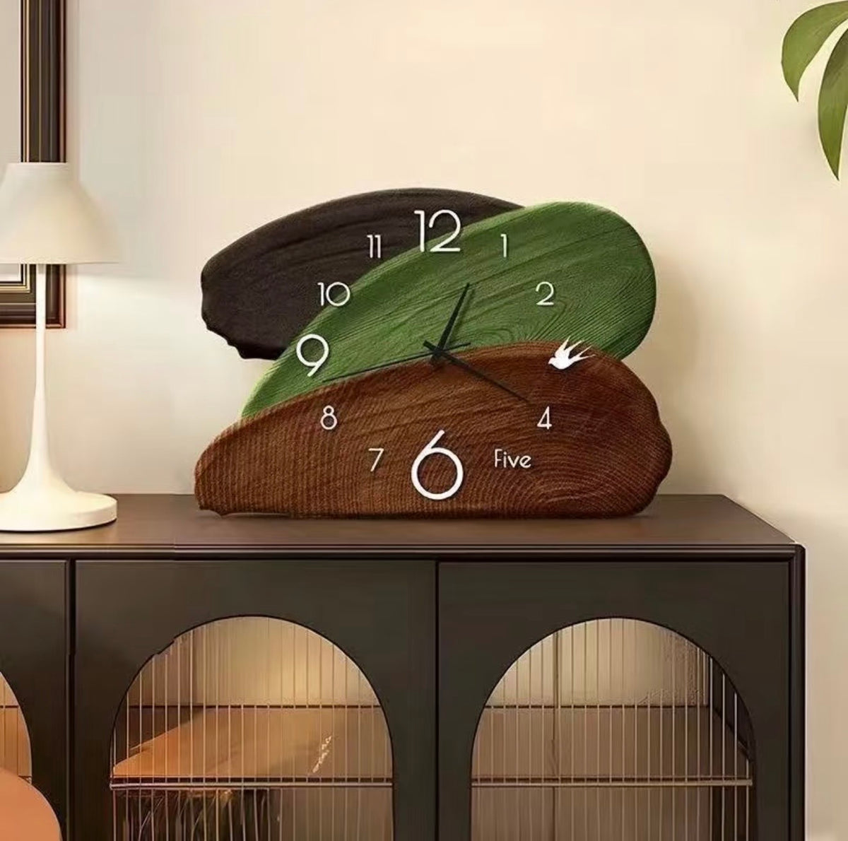 Vintage Green Art Clock – Silent Tabletop & Wall Decor Clock