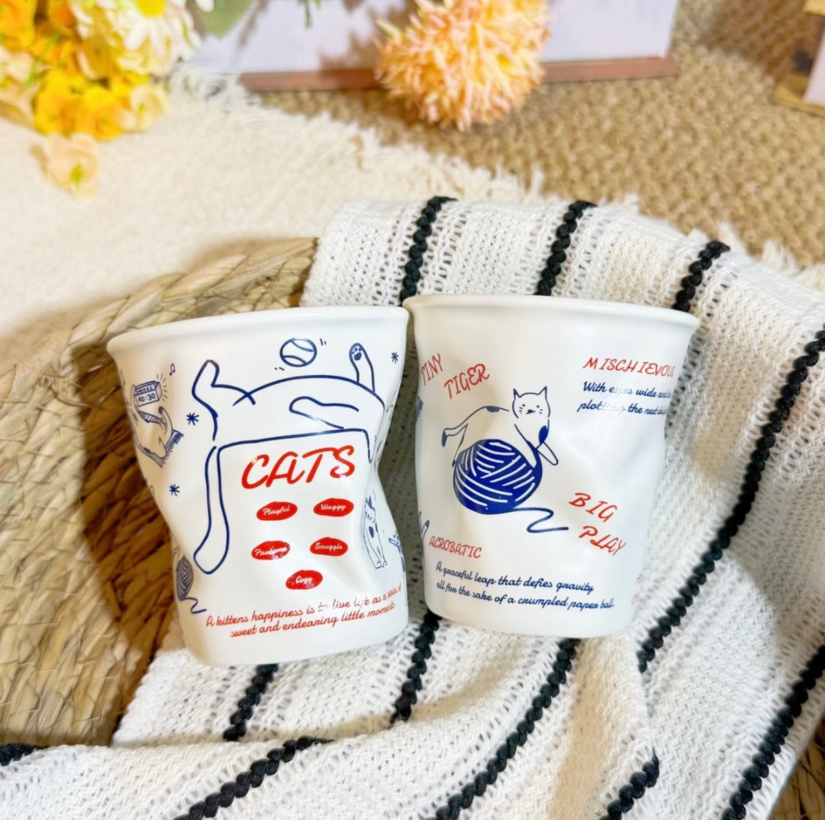 Hand Sculpted Cat & Dog Ceramic Mug, Cute Animal Coffee Tea Cup